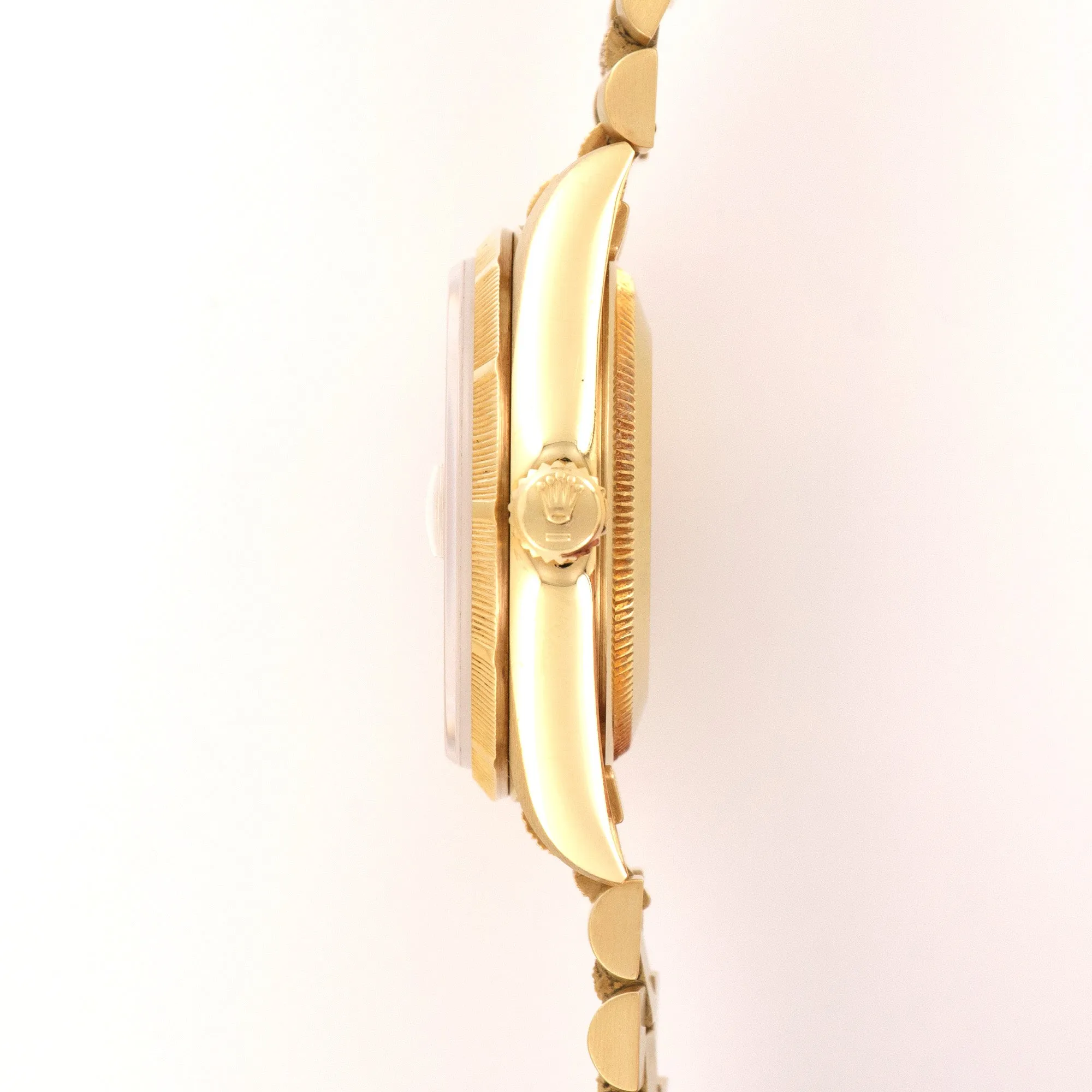 Rolex Day-Date Yellow Gold Bark Finish Baguette Diamond Watch Ref. 18248
