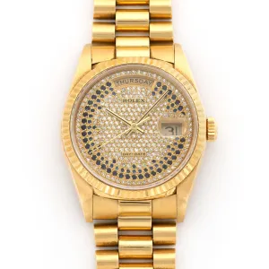 Rolex Day-Date Yellow Gold with Pave Dial Ref. 18238