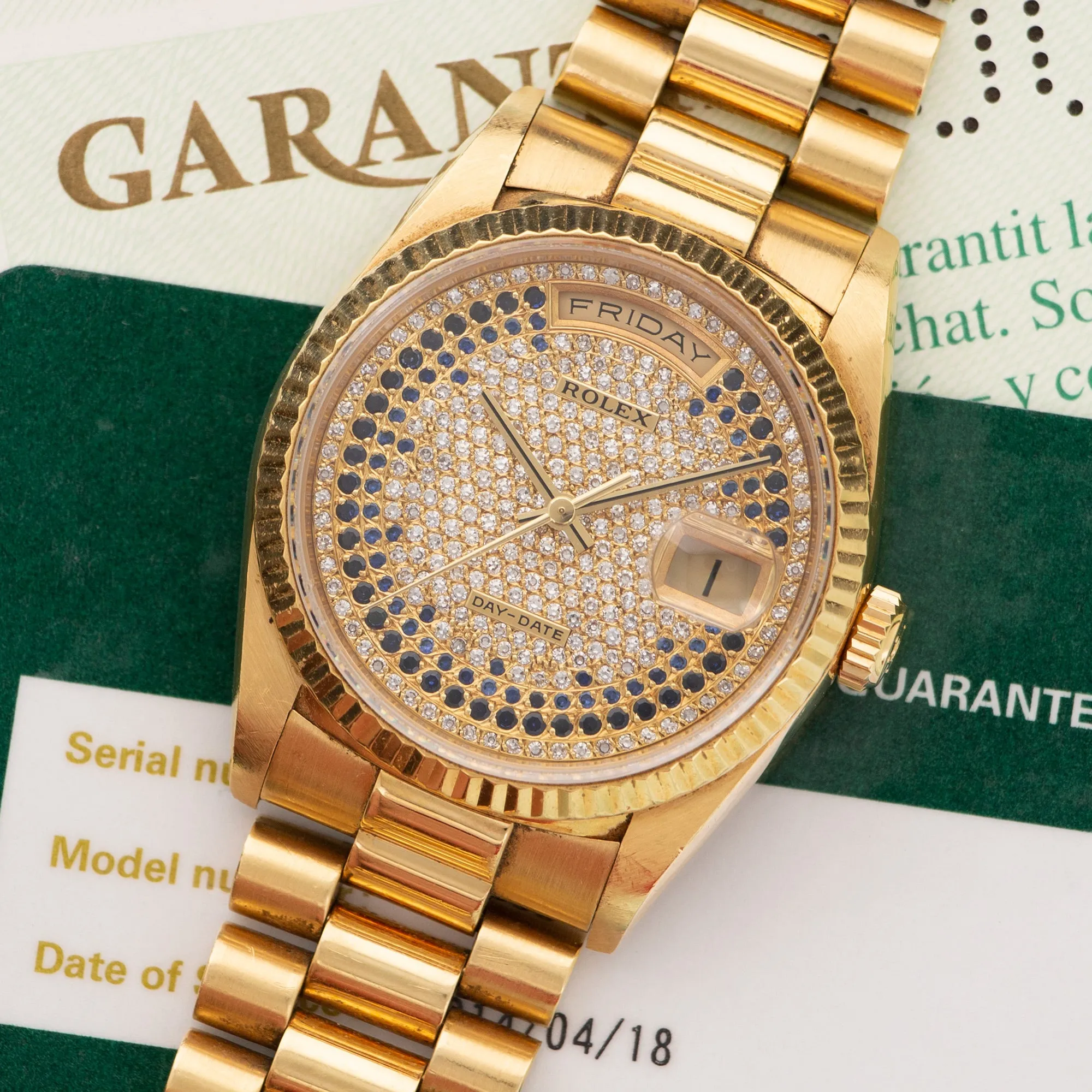 Rolex Day-Date Yellow Gold with Pave Dial Ref. 18238