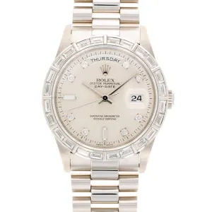 Rolex Platinum Day-Date Baguette Diamond Watch Ref. 18366 with Bucherer Warranty