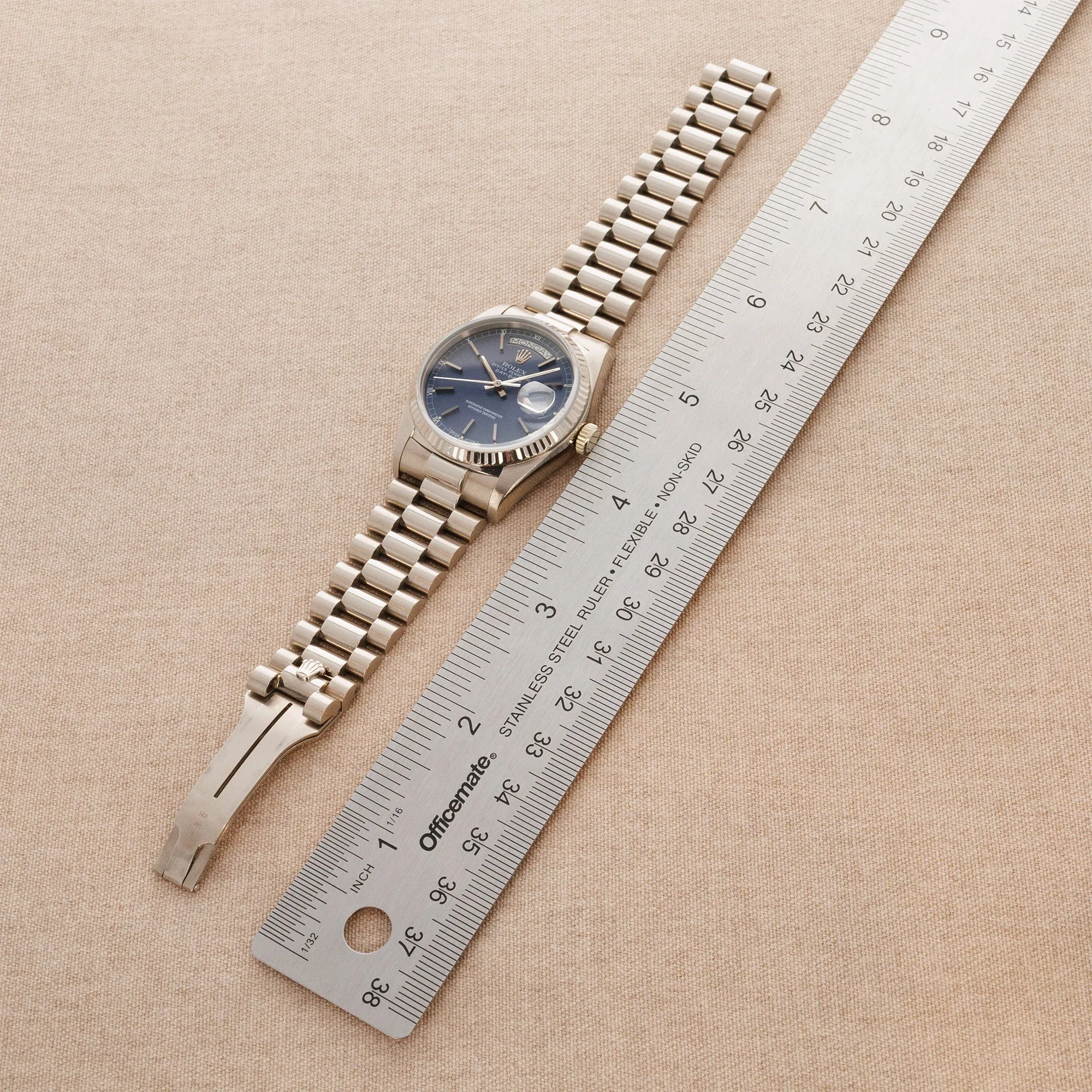 Rolex White Gold Day Date Ref. 18039 with Blue Tritium Dial