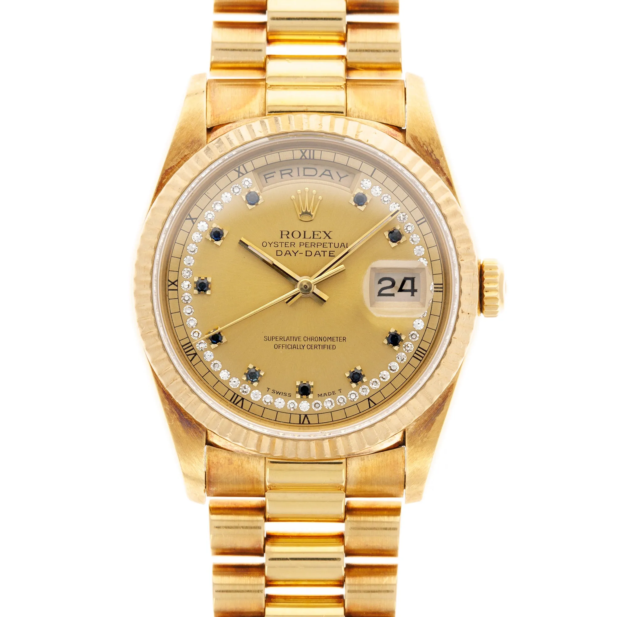 Rolex Yellow Gold Day Date Ref. 18238 with Sapphire String Dial