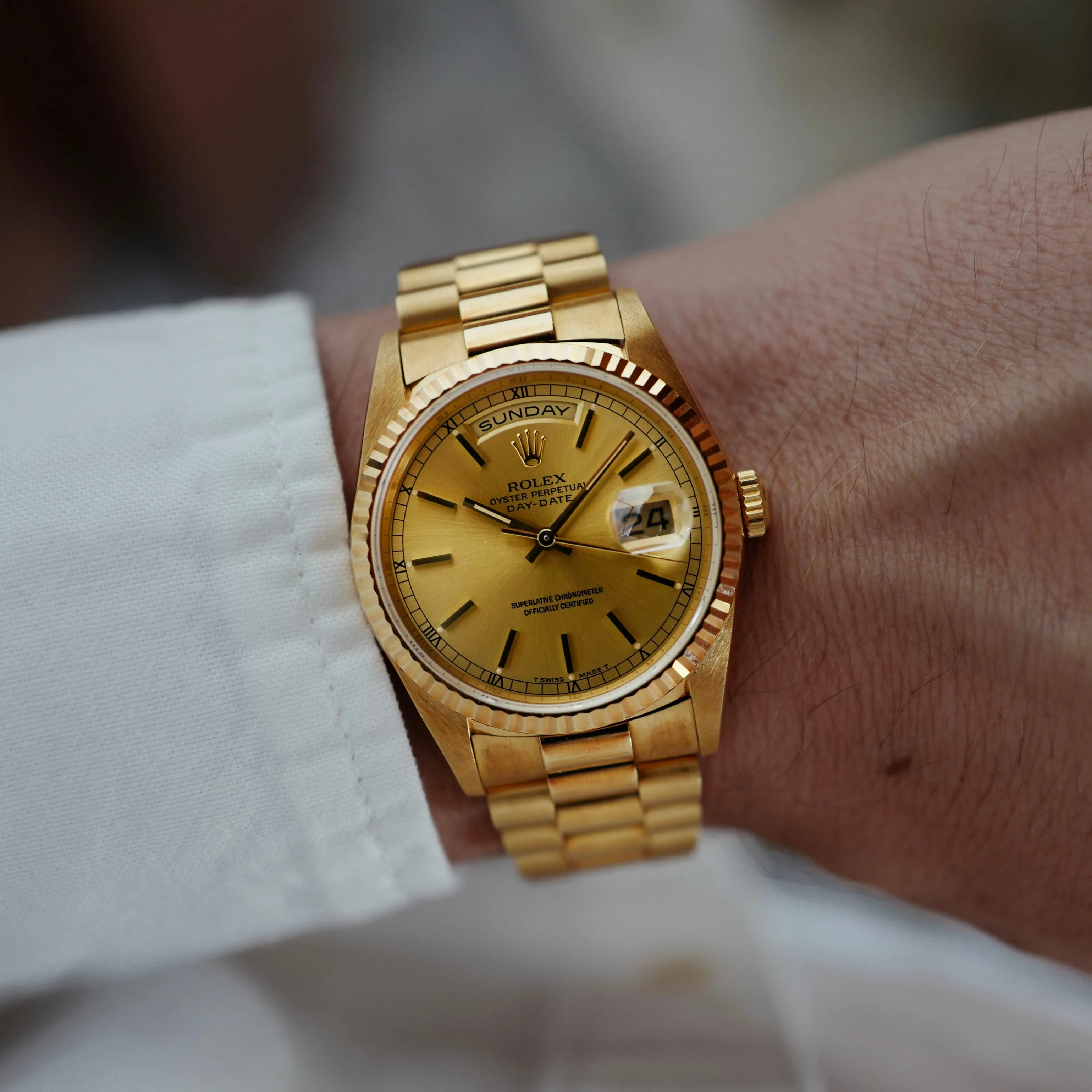 Rolex Yellow Gold Day-Date Watch Ref. 18238, Like New Old Stock