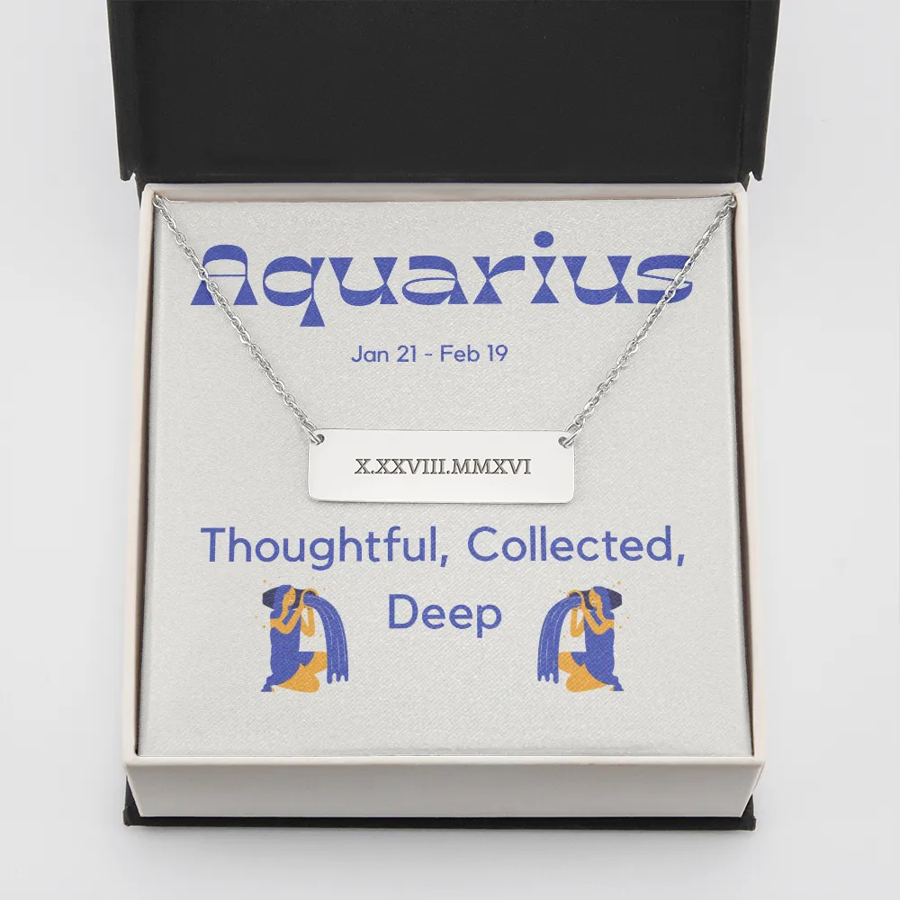 Roman Numeral Aquarius Necklace