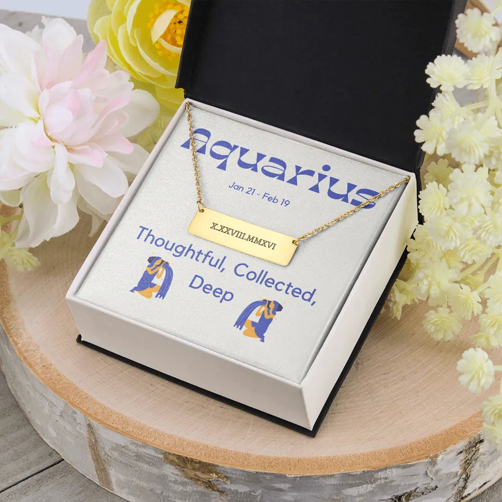 Roman Numeral Aquarius Necklace