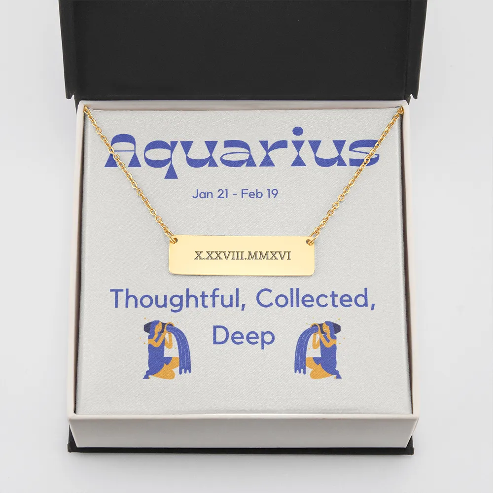 Roman Numeral Aquarius Necklace