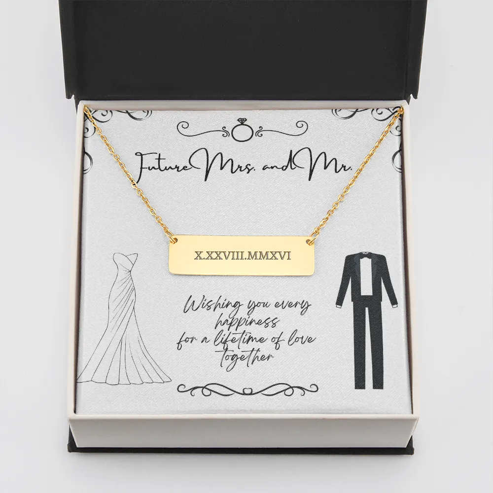Roman Numeral Bar Necklace-Future Mrs and Mr