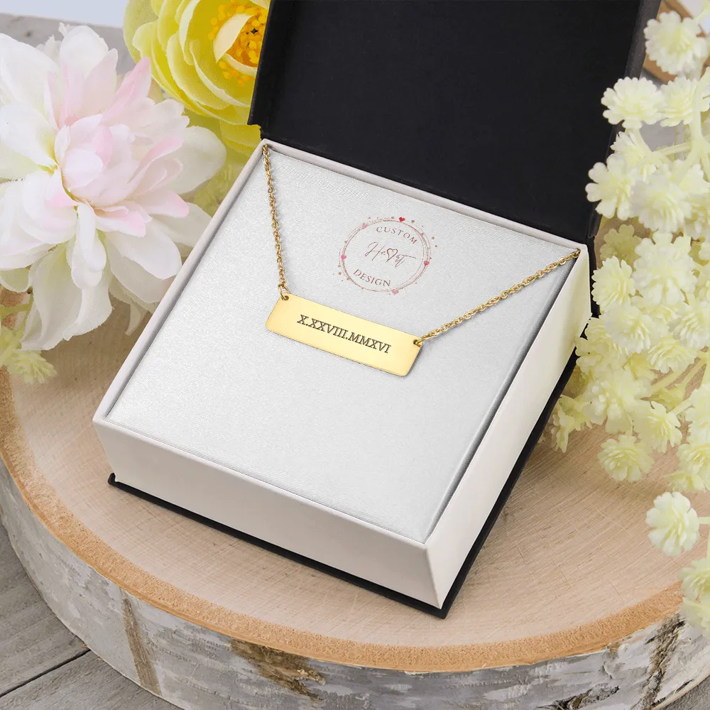 Roman Numeral Horizontal Bar Necklace