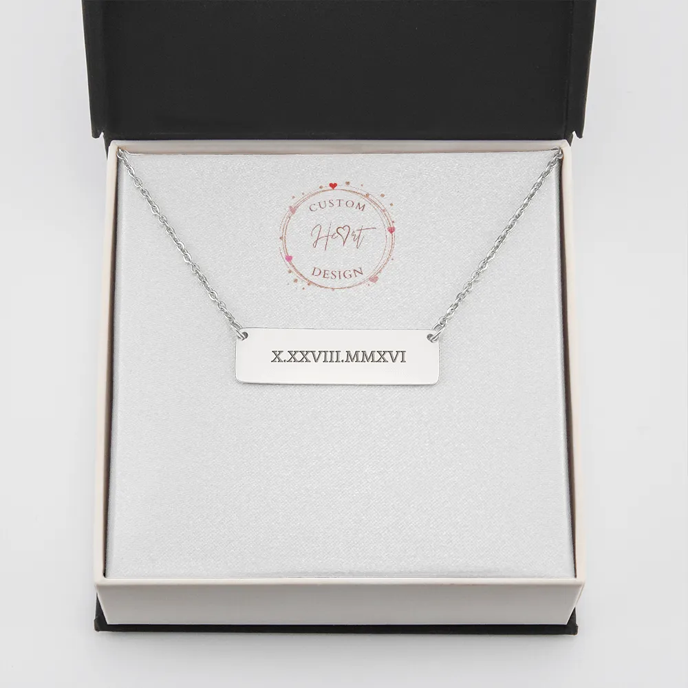 Roman Numeral Horizontal Bar Necklace