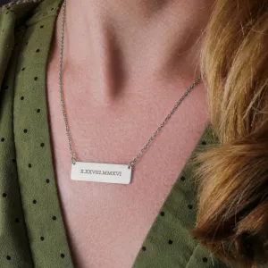 Roman Numeral Horizontal Bar Necklace
