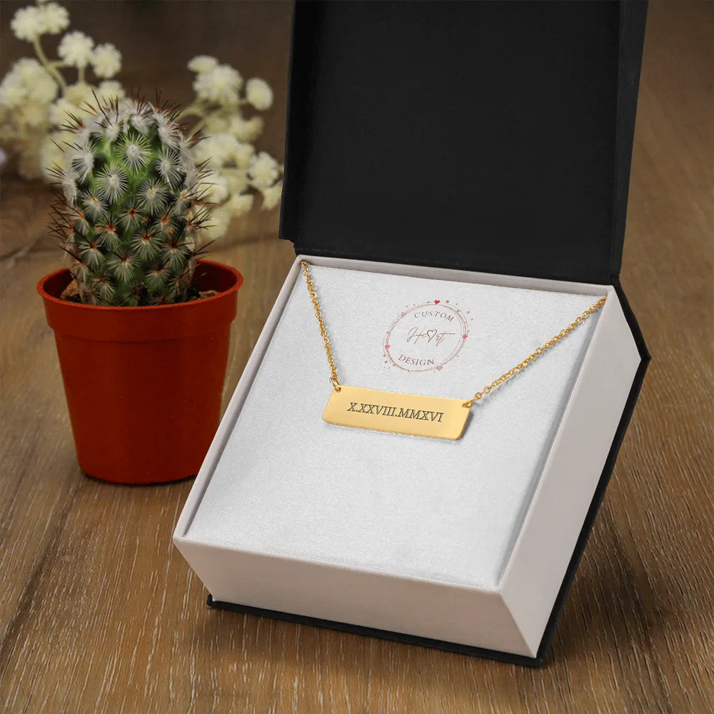 Roman Numeral Horizontal Bar Necklace