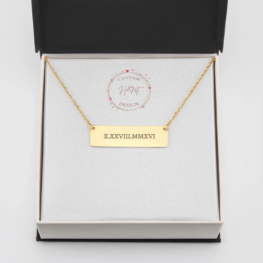Roman Numeral Horizontal Bar Necklace
