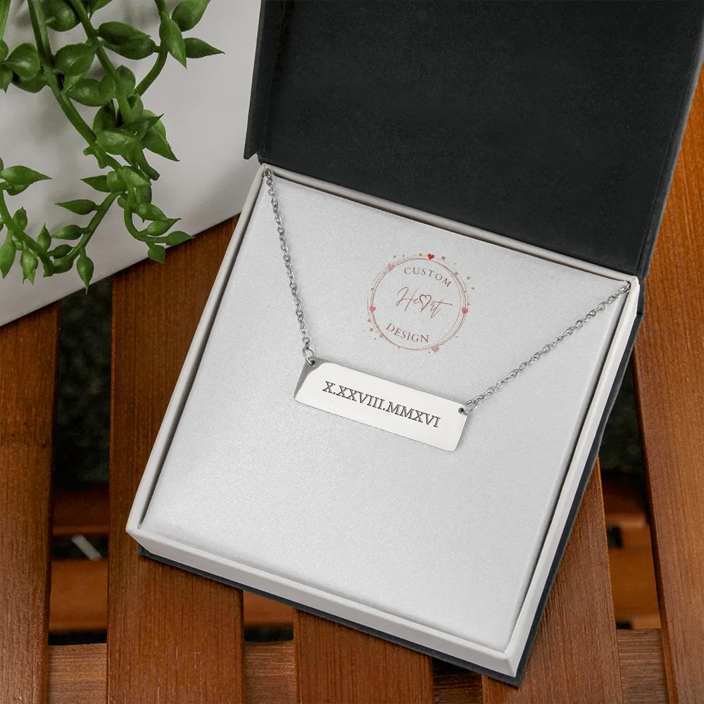 Roman Numeral Horizontal Bar Necklace