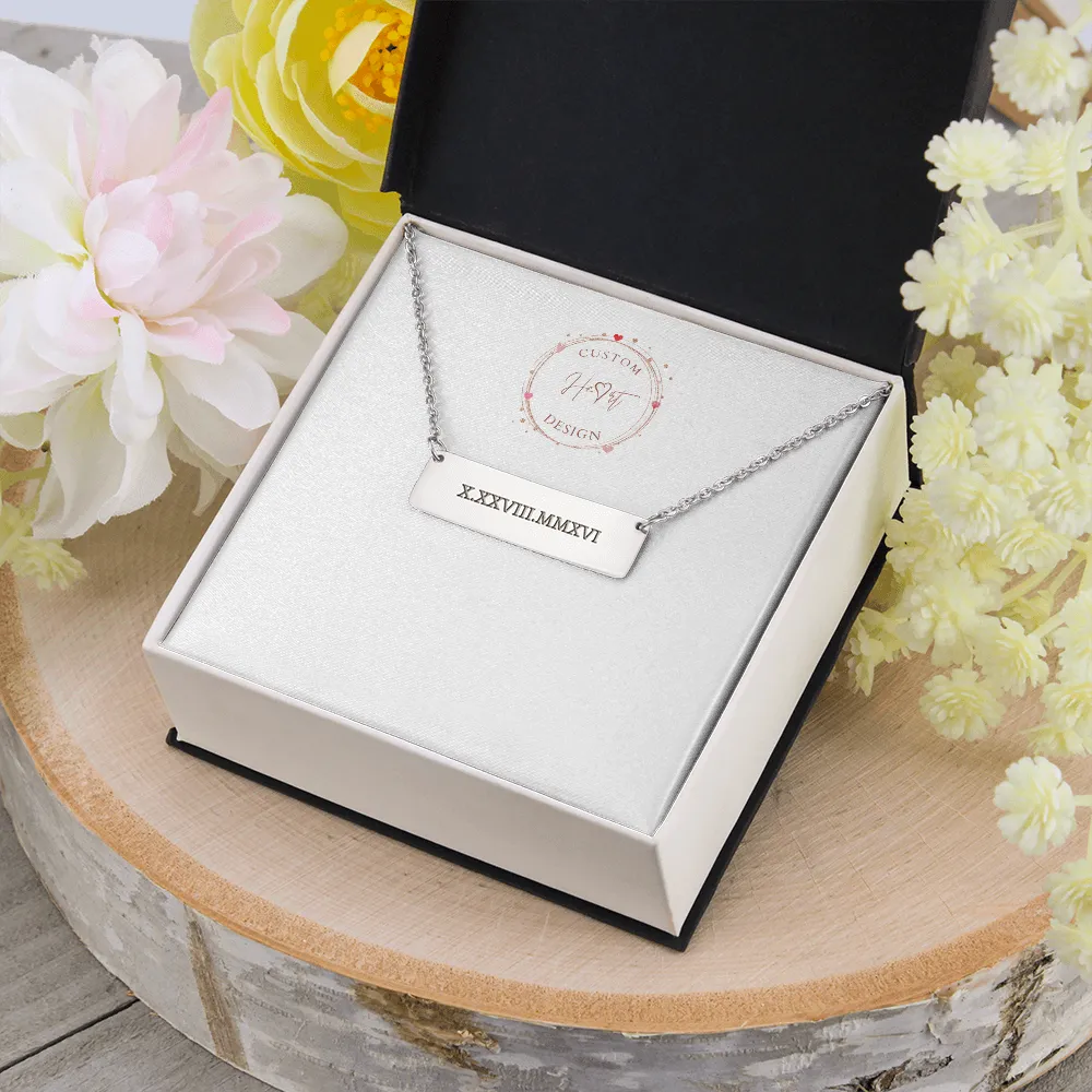 Roman Numeral Horizontal Bar Necklace