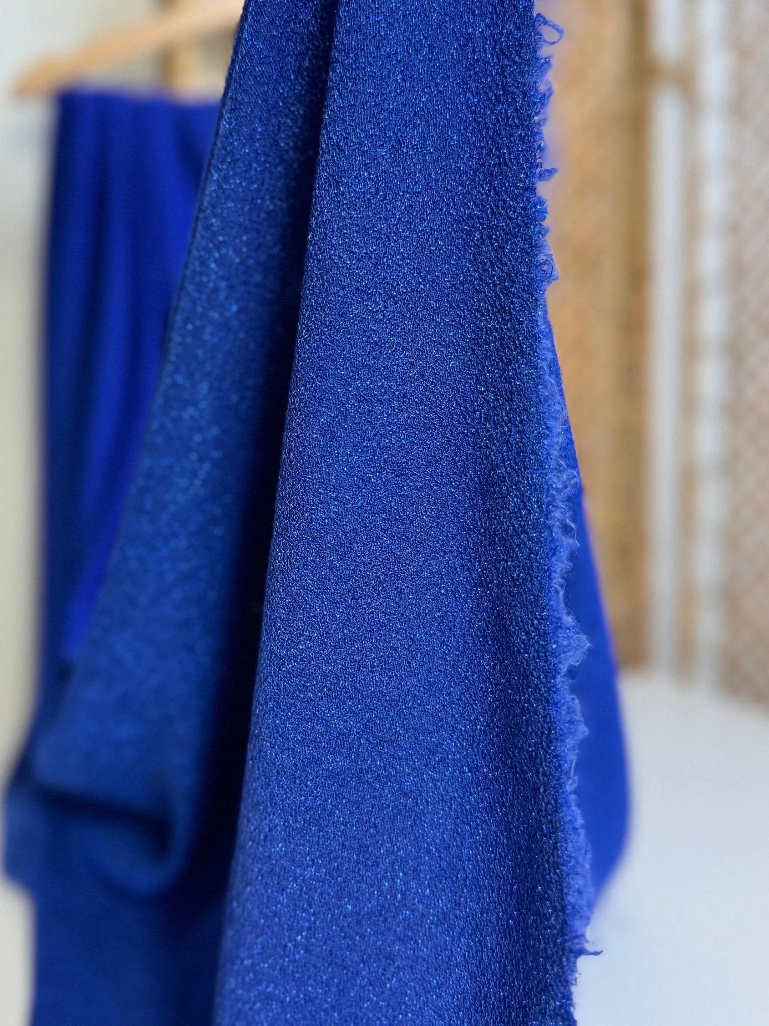 Royal Blue Spandex Lurex Knit Fabric, 4 Way Stretch Shimmery Dance Wear Fabric, Blue Glittery Nylon Spandex By Yard, Premium Quality 60''