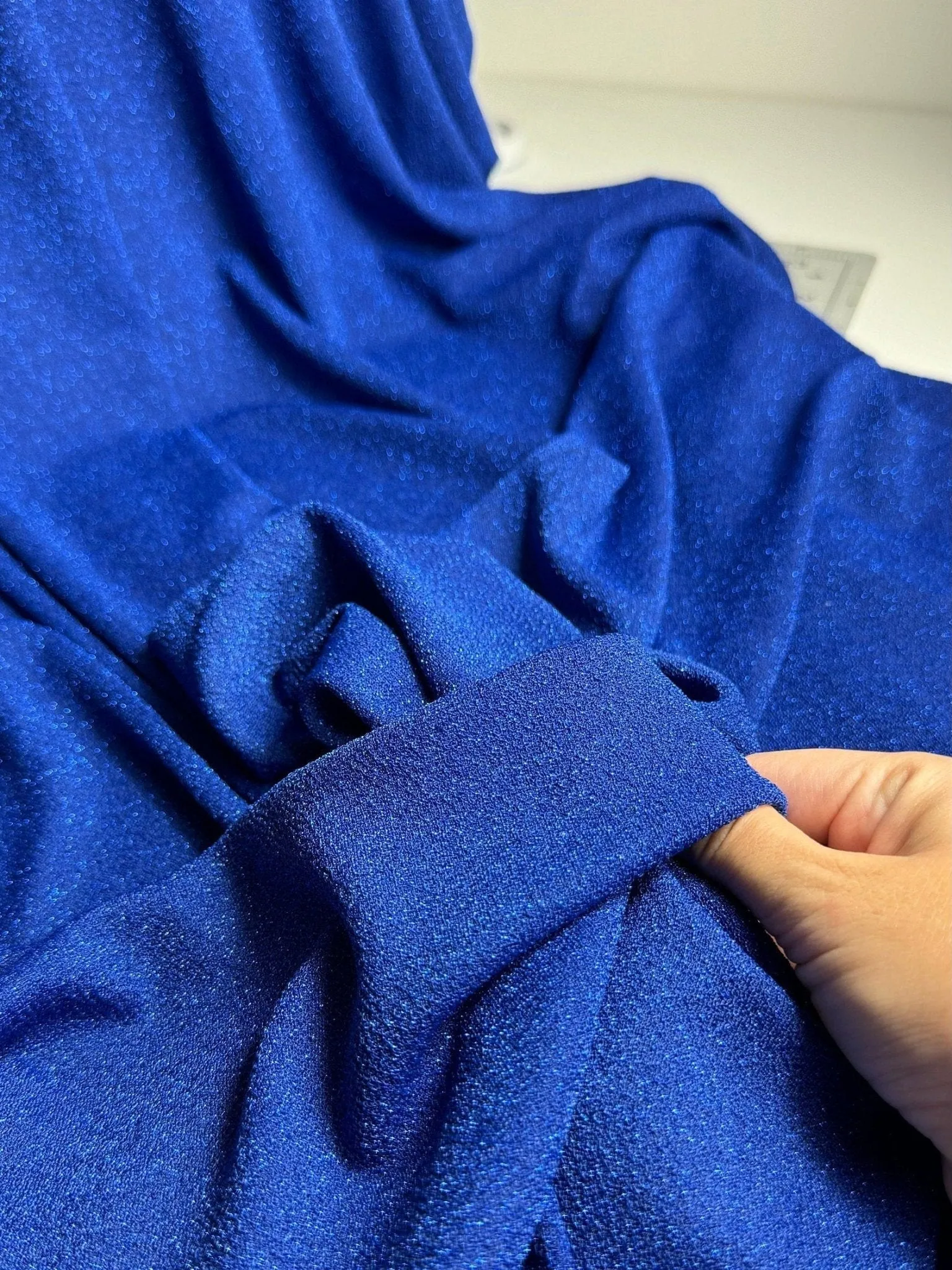 Royal Blue Spandex Lurex Knit Fabric, 4 Way Stretch Shimmery Dance Wear Fabric, Blue Glittery Nylon Spandex By Yard, Premium Quality 60''