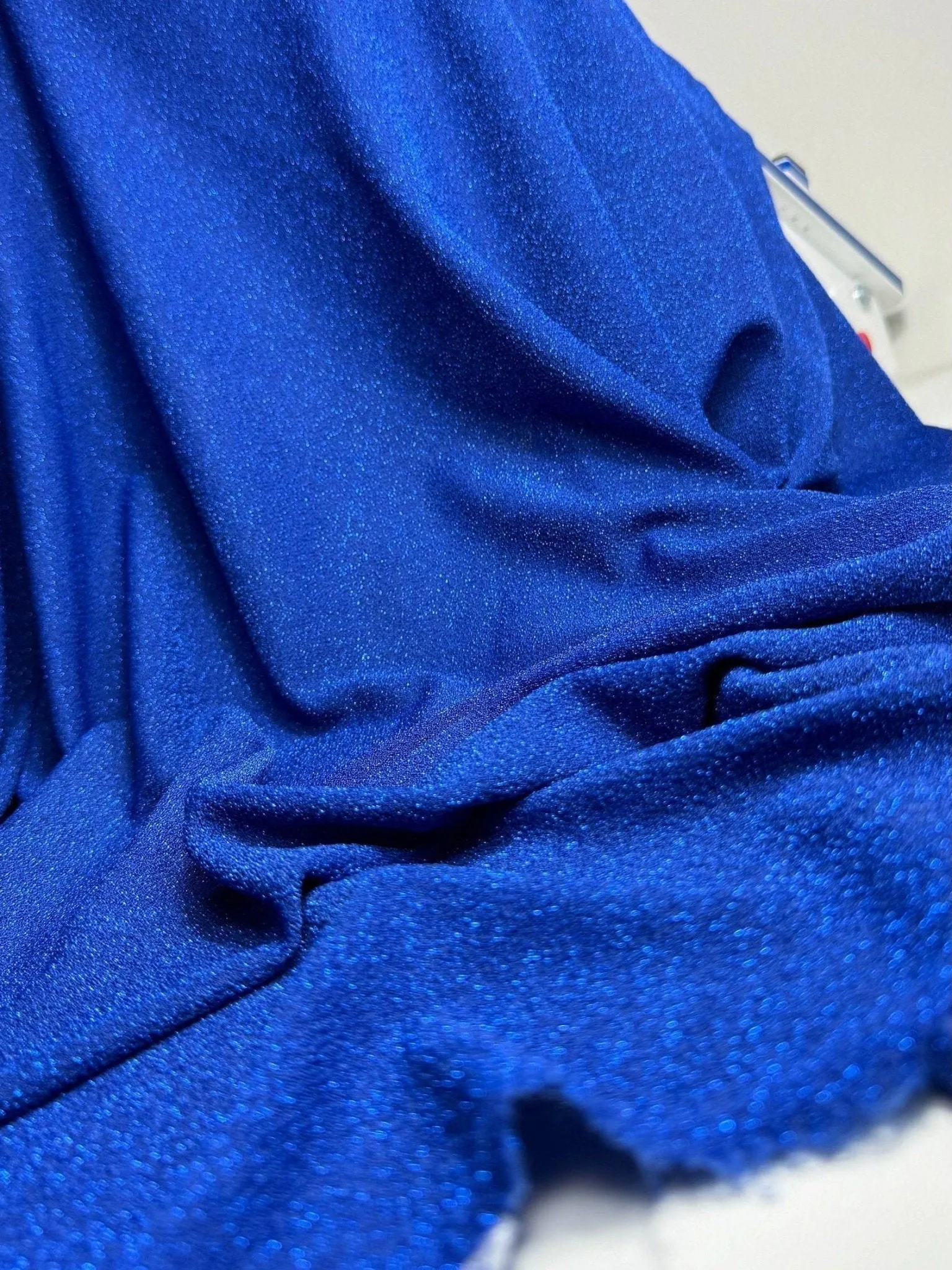 Royal Blue Spandex Lurex Knit Fabric, 4 Way Stretch Shimmery Dance Wear Fabric, Blue Glittery Nylon Spandex By Yard, Premium Quality 60''