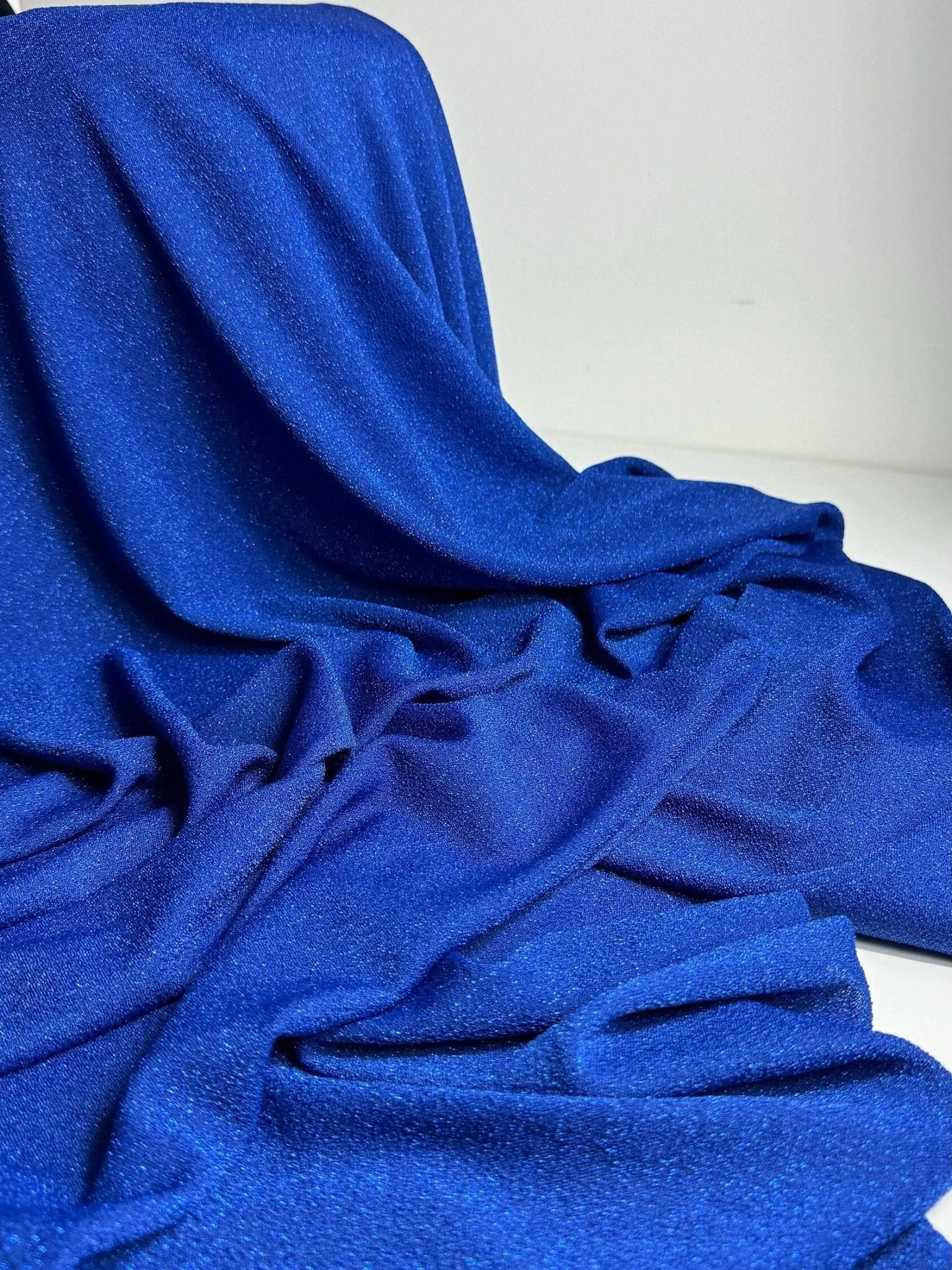Royal Blue Spandex Lurex Knit Fabric, 4 Way Stretch Shimmery Dance Wear Fabric, Blue Glittery Nylon Spandex By Yard, Premium Quality 60''