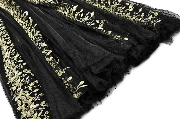 Runway Autumn Party Dress Women Sexy Lace V-Neck Embroidery