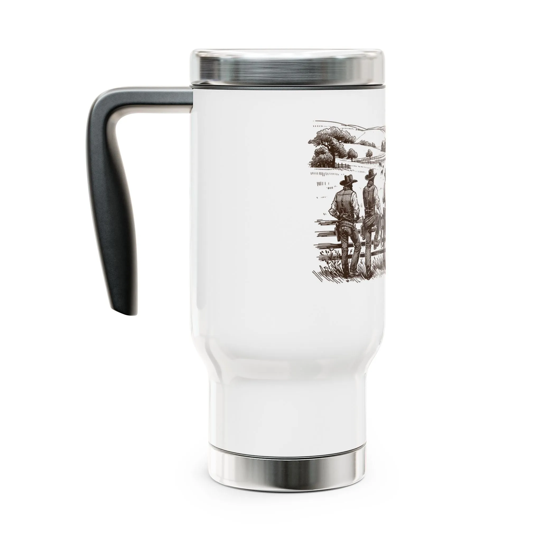 Rustic Cowboy Travel Mug - 14oz Stainless Steel with Handle