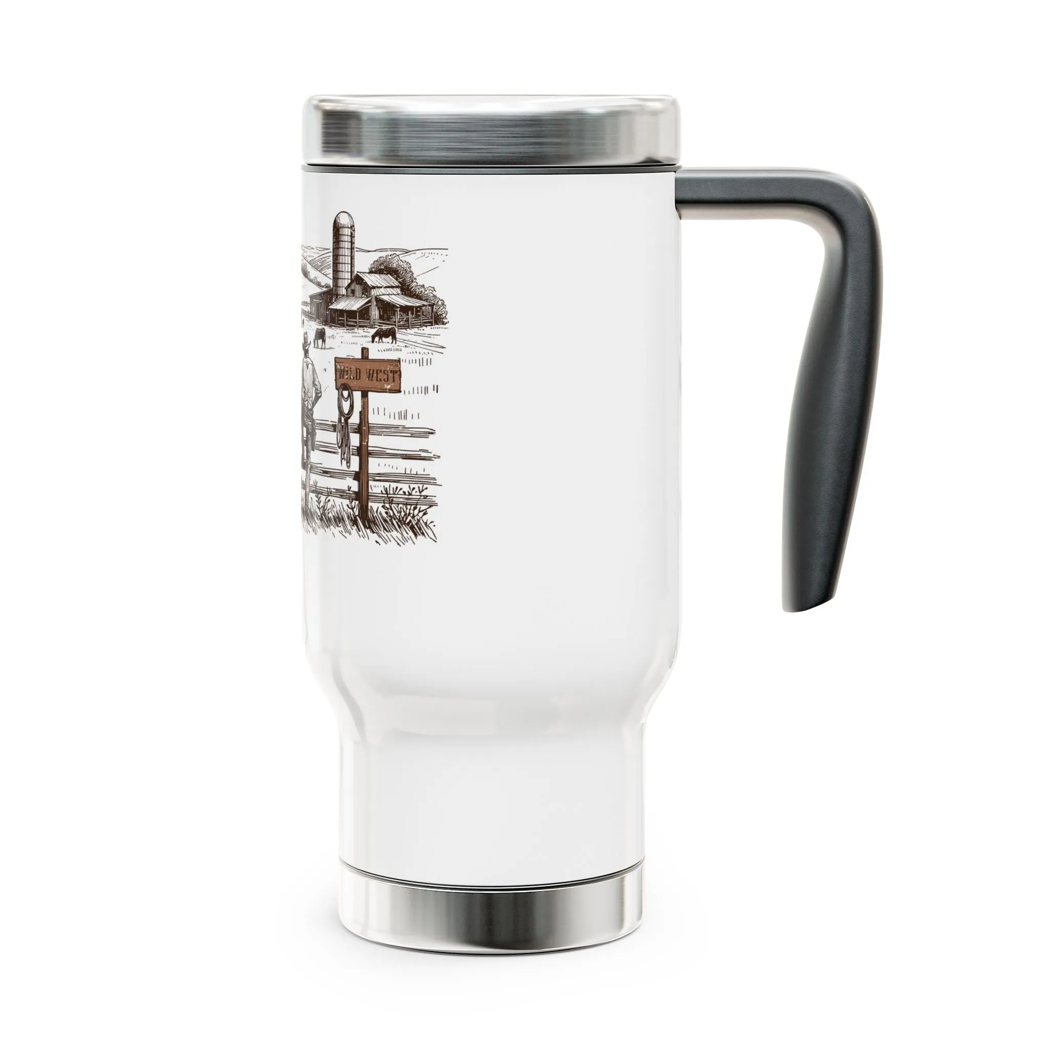Rustic Cowboy Travel Mug - 14oz Stainless Steel with Handle