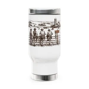 Rustic Cowboy Travel Mug - 14oz Stainless Steel with Handle