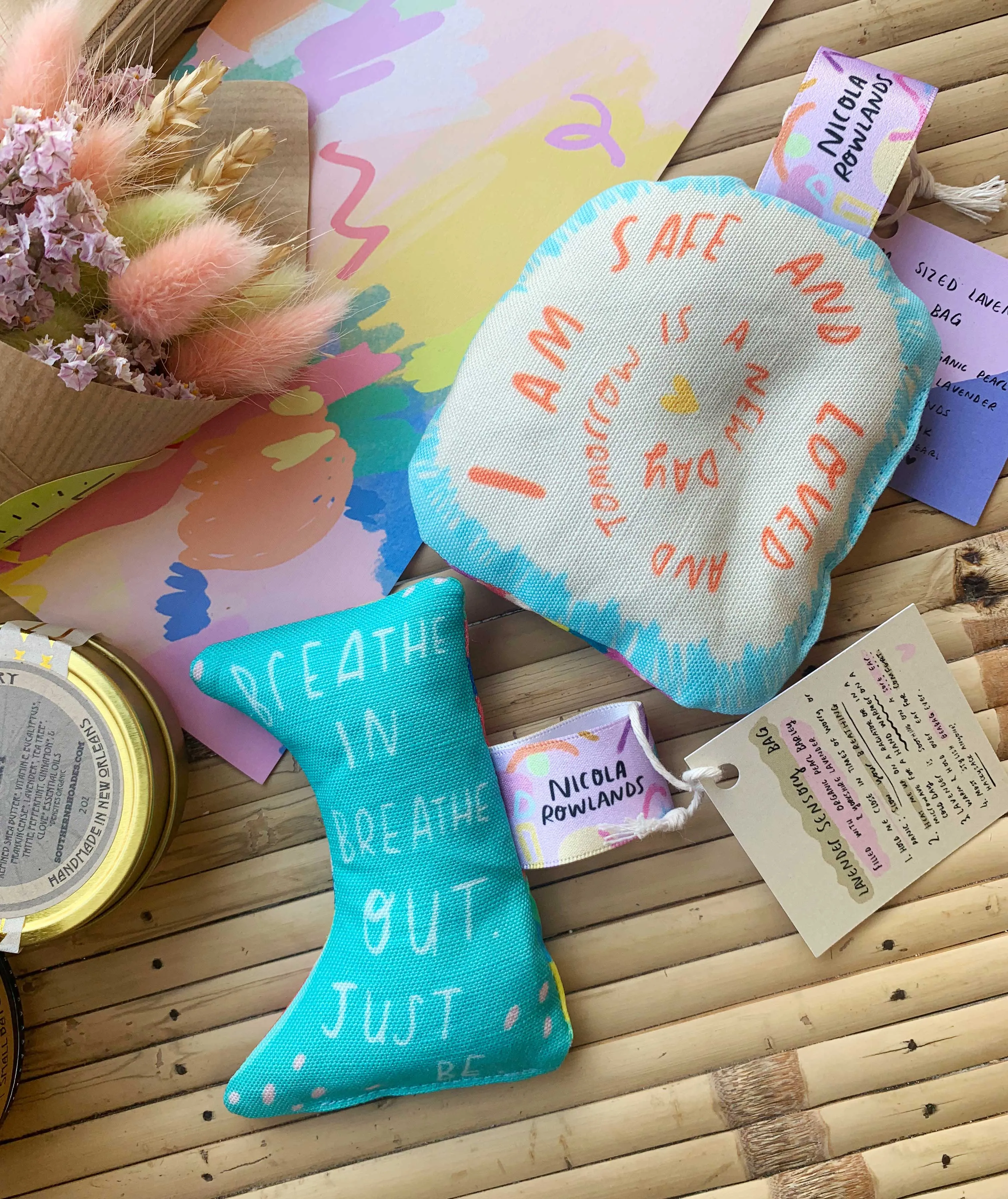 Safe & Loved Sensory palm bag by Nicola Rowlands