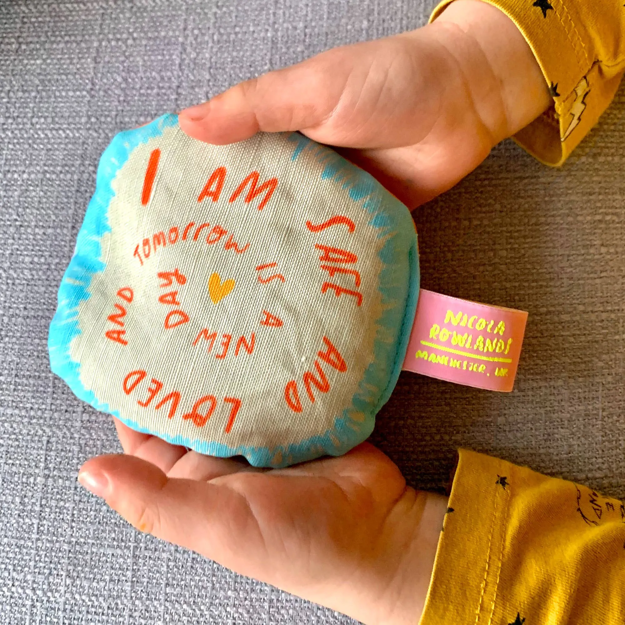 Safe & Loved Sensory palm bag by Nicola Rowlands