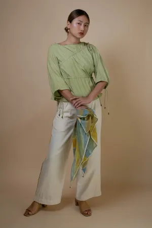 Sage Green Cotton Ruched Top