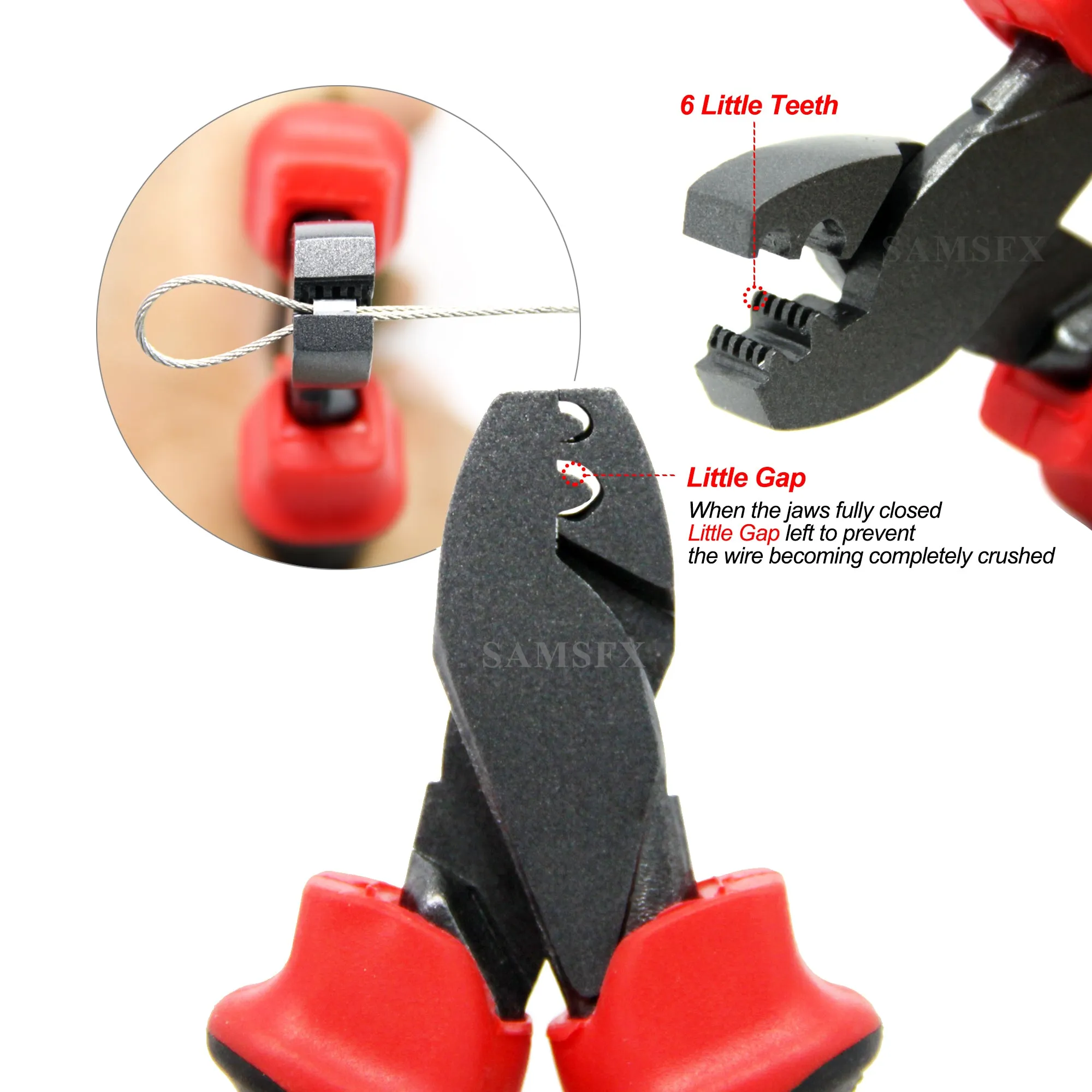 SAMSFX Forged Steel Hand Crimper Tool Fishing Wire Leader Crimping Pliers Swager
