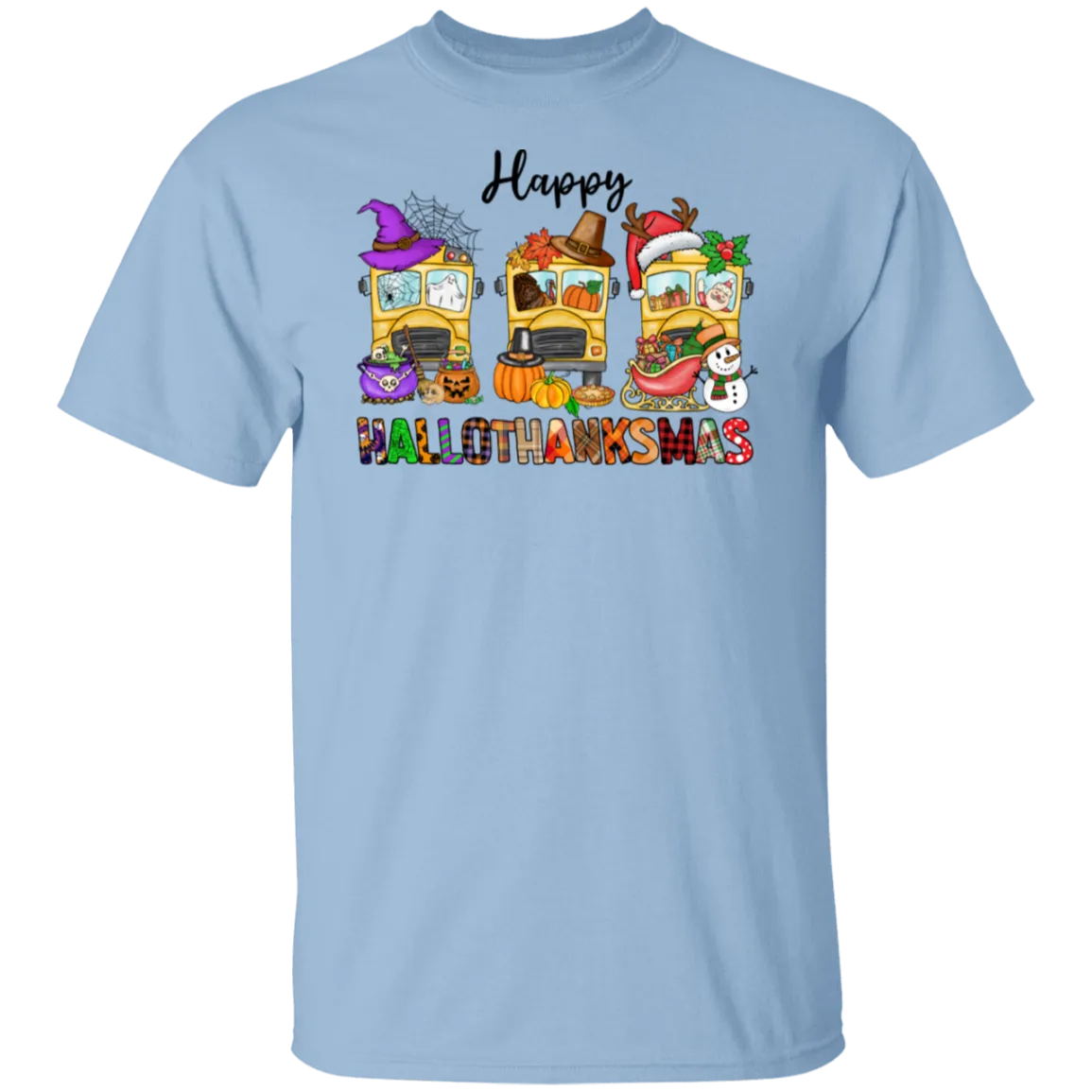 School Bus Hallothanksmas T-Shirt