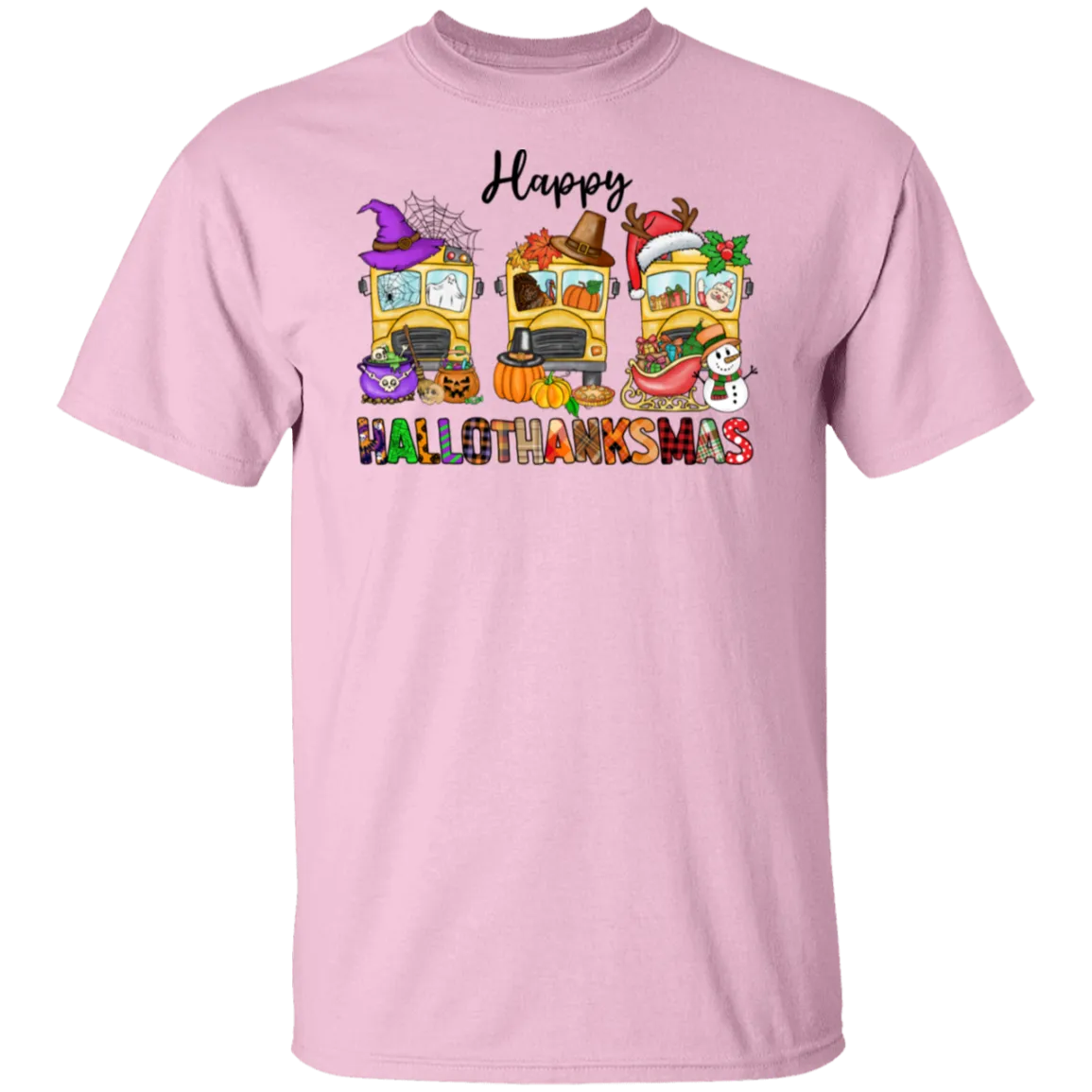 School Bus Hallothanksmas T-Shirt