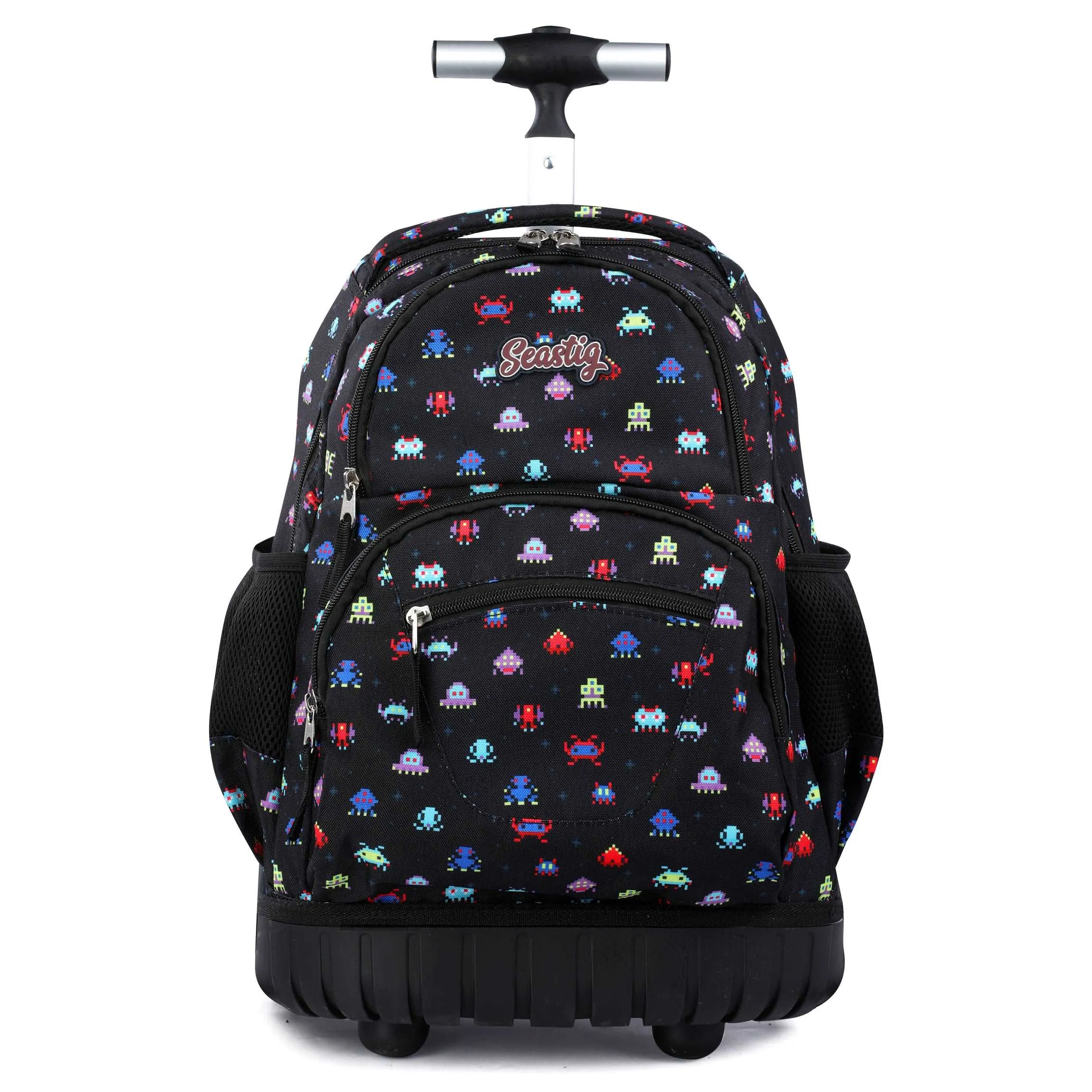 seastig 16 inch Black Robot Rolling Backpack for Kids