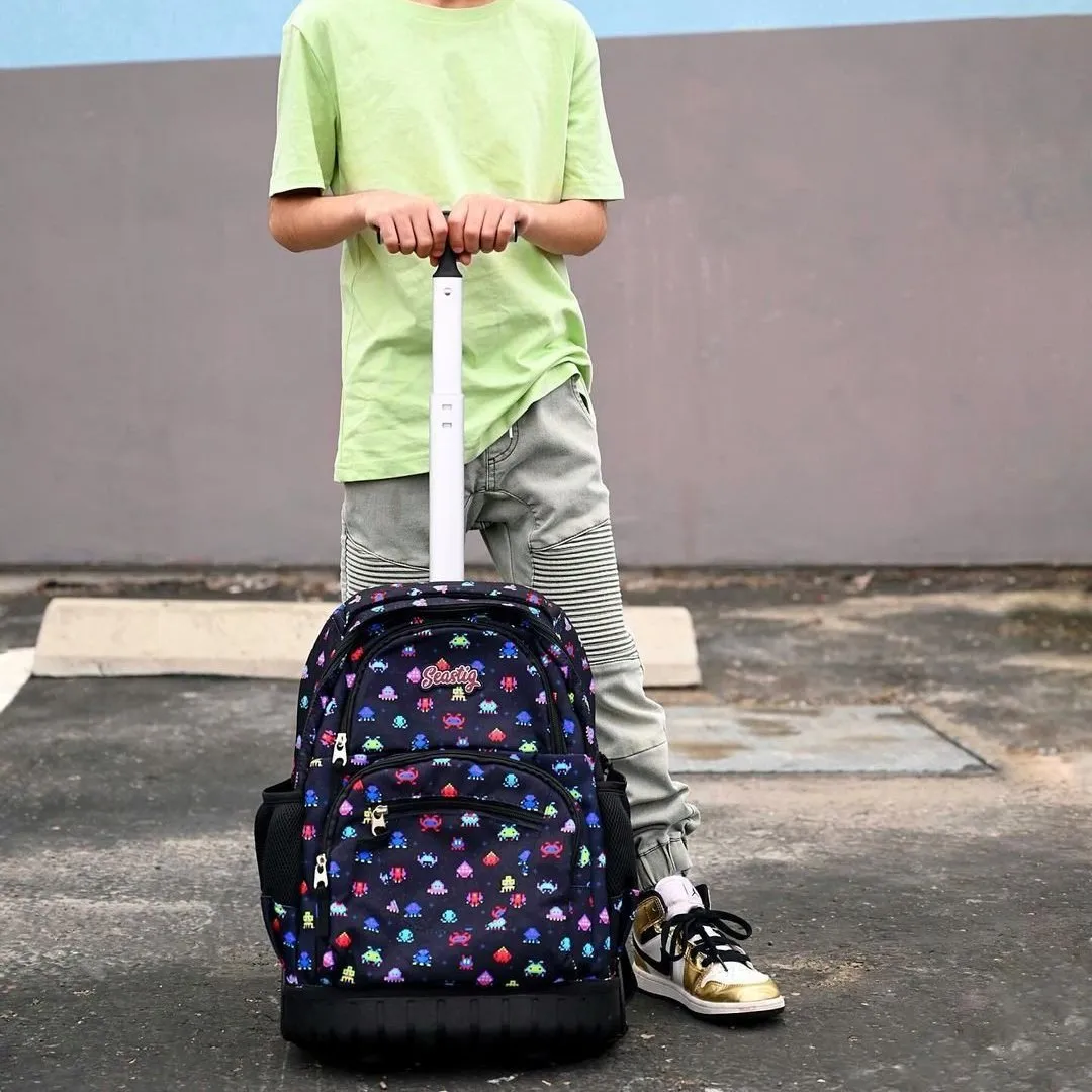 seastig 16 inch Black Robot Rolling Backpack for Kids