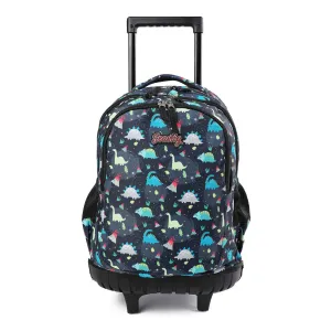seastig Black Dinosaur Rolling Backpack 18 inch Kids Backpack with Wheels