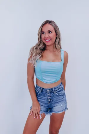 Selia Metallic Tank Corset Top - Blue