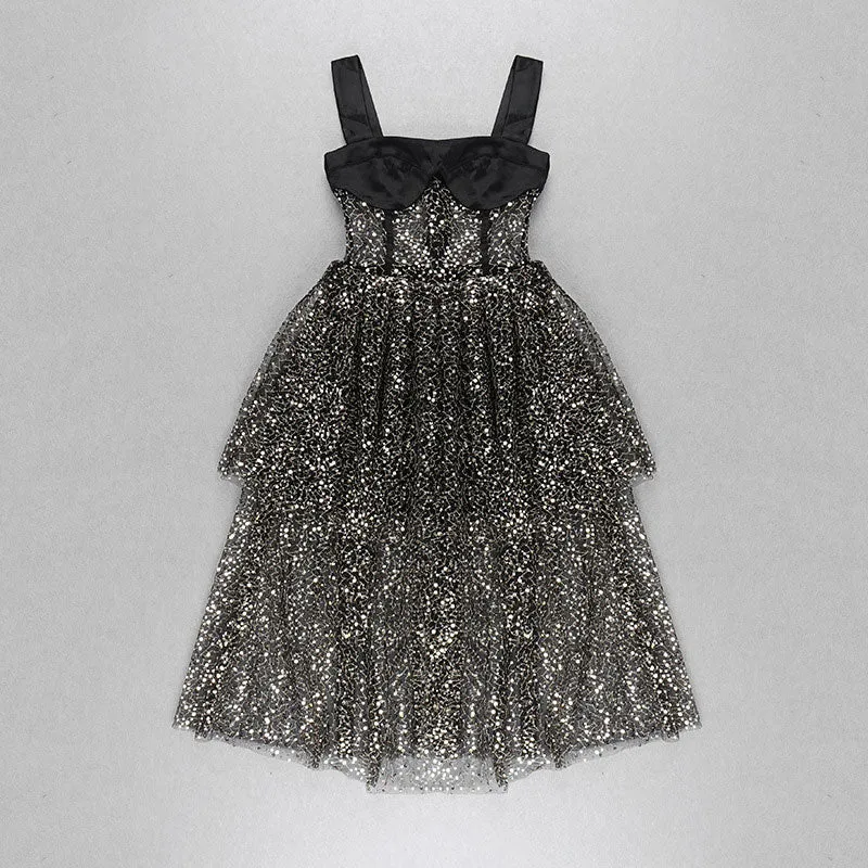 Sequins Sleeveless Spaghetti Strap Tulle Dress