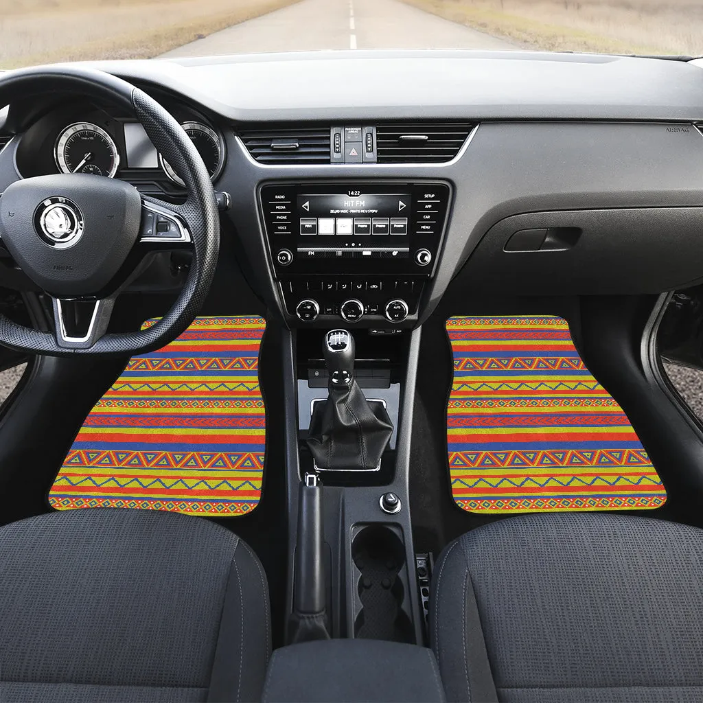 Set of 4 Floor Mats Colorful Ethnic Tribal Pattern Boho Mexican Inspired