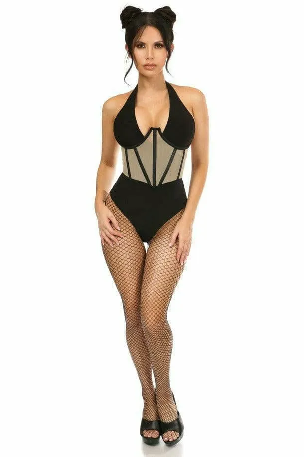 Sexy Nude Mesh Open Cup Waist Cincher