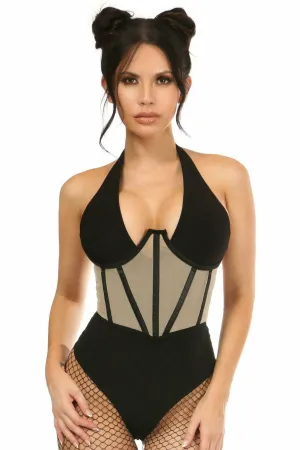 Sexy Nude Mesh Open Cup Waist Cincher