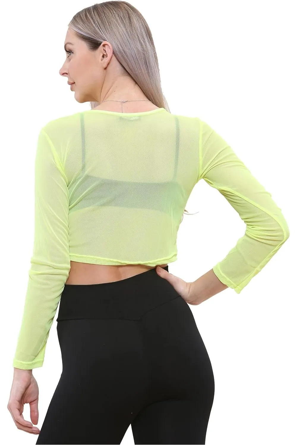 Sheer Mesh Long Sleeve Crop Top