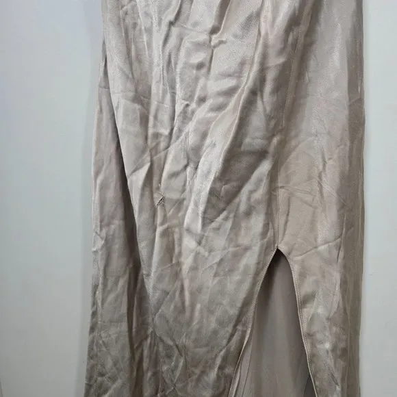 Shona Joy La Lune Asymmetrical Gathered Maxi Dress USA 4 Gold
