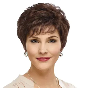 Short Brown Human Hair Blend Pixie Wigs