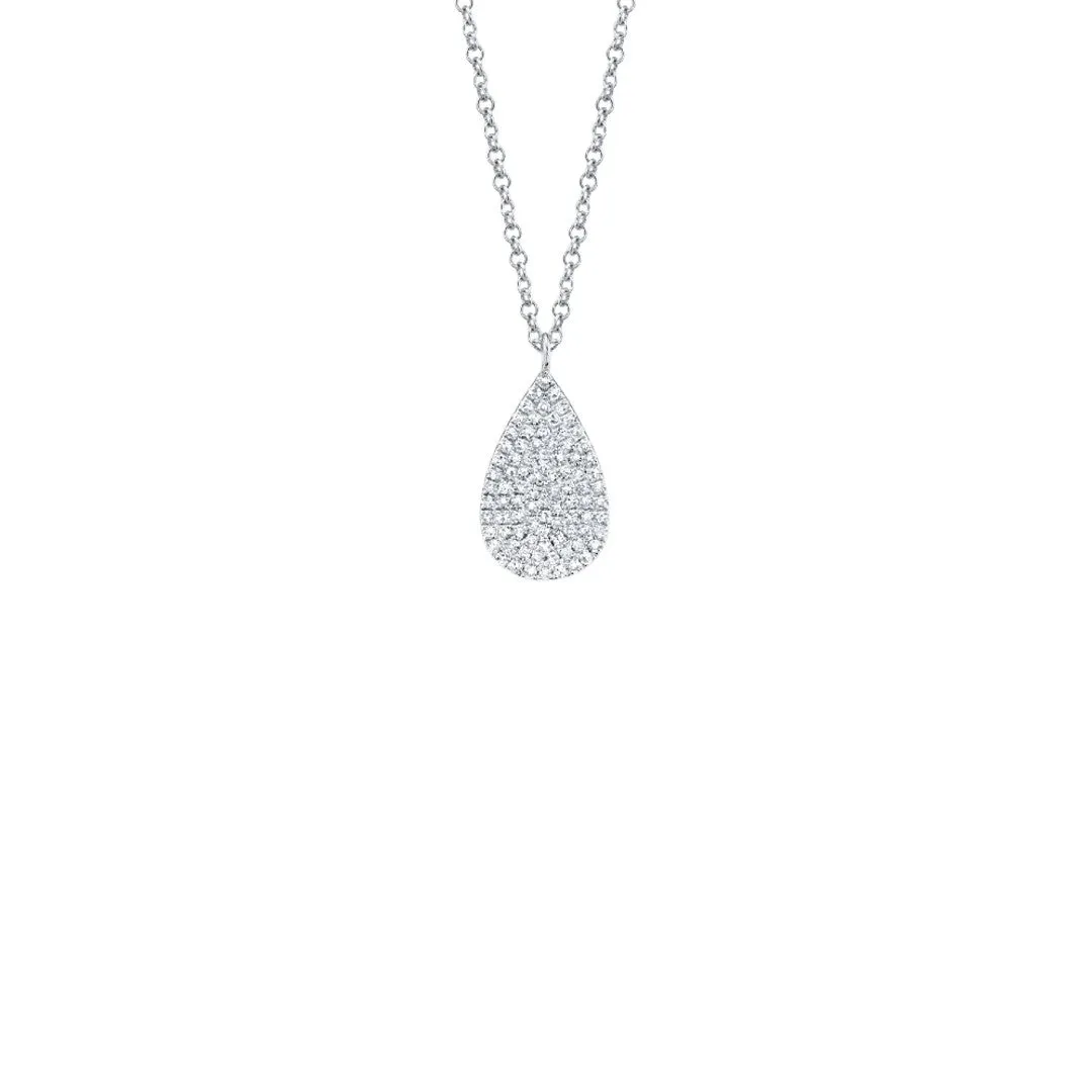 Shy Creation Pave Diamond Teardrop Necklace