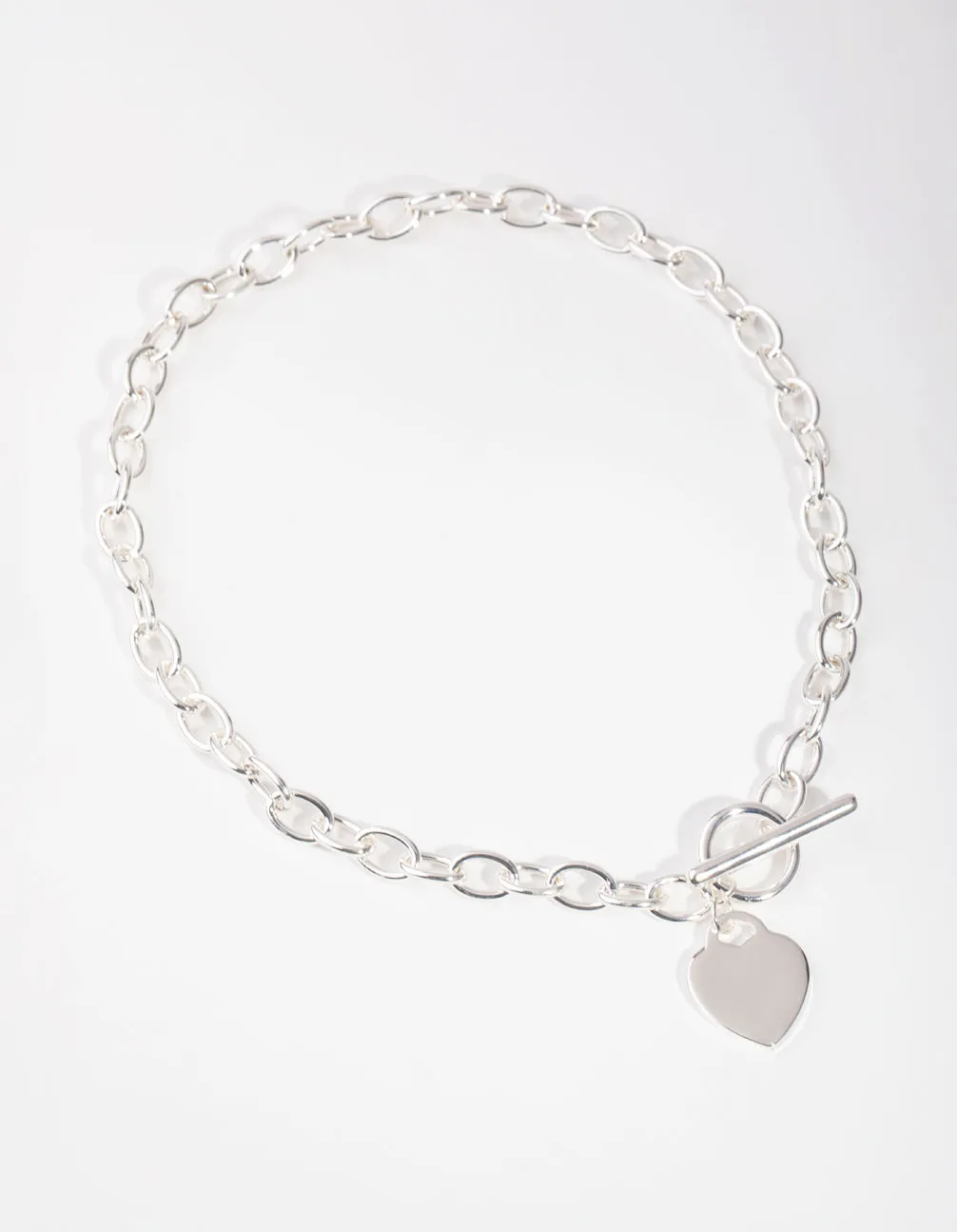 Silver Heart Charm Chain T&O Necklace