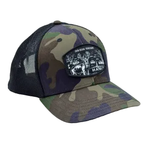 Six Panel Mesh Back Deer Slogan Hat