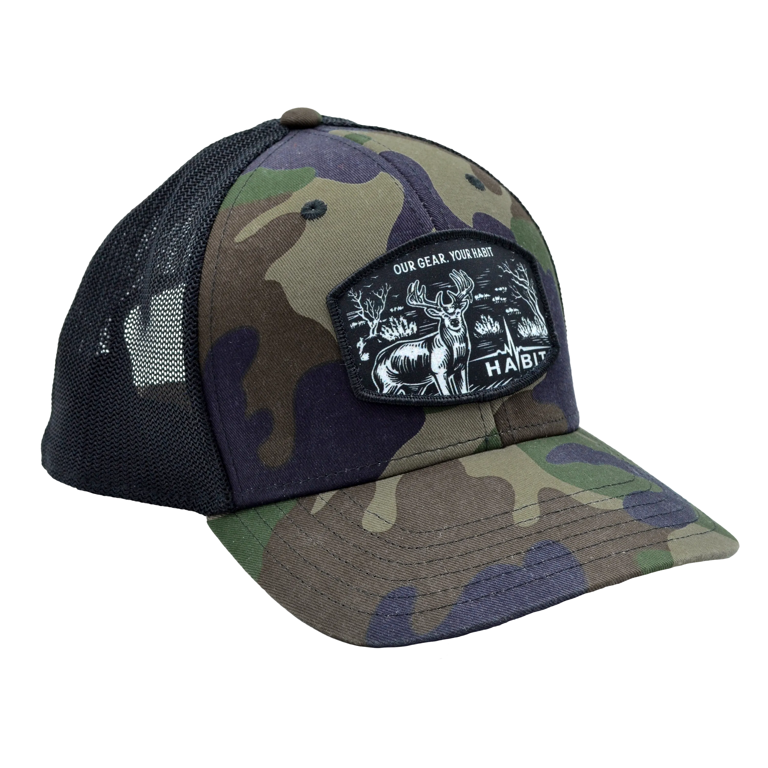 Six Panel Mesh Back Deer Slogan Hat