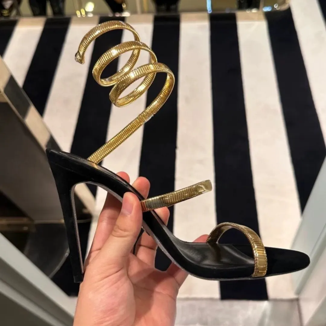Snake Coil High Heels (Black & Gold)