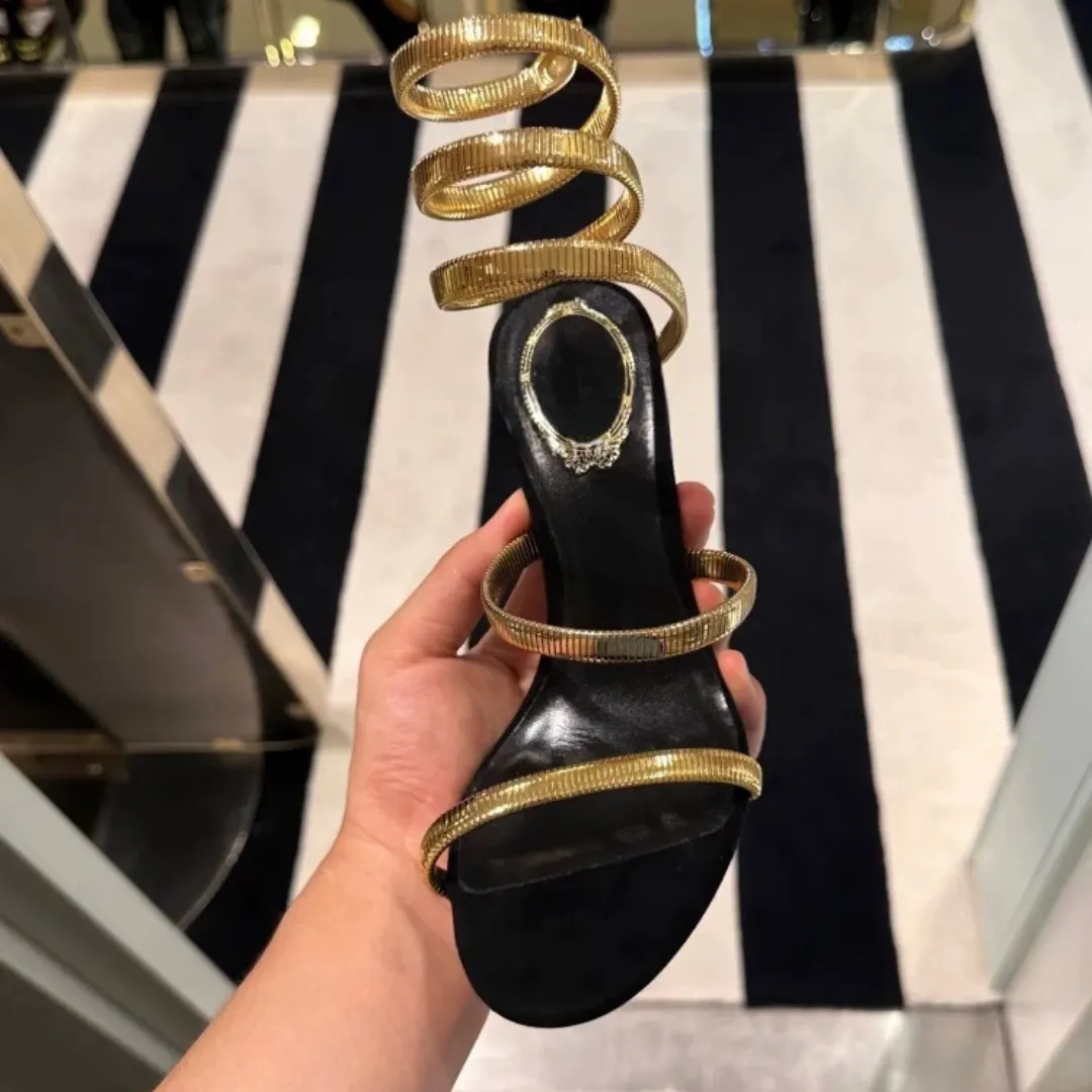 Snake Coil High Heels (Black & Gold)