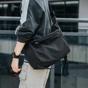 Soft Utility Bag Messenger Bag Casual Satchel Crossbody Bag, Black/White